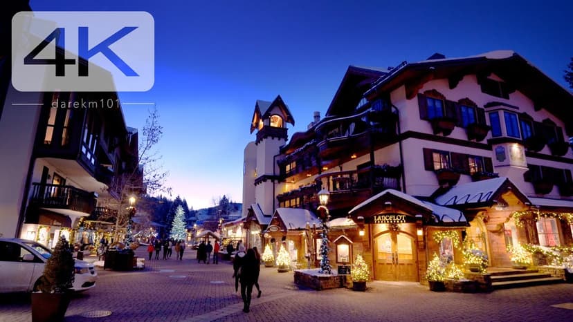 🏔Vail Colorado Virtual Tour - A cinematic walk through the famous ski town, a winter wonderland 4K