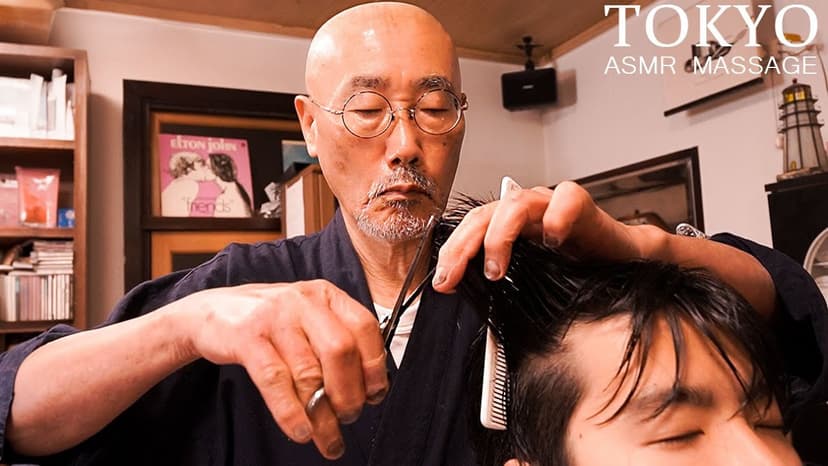 ASMR 💈76-Year-Old Active Barber's Brilliant Skills - Haircut, Shoulder Massage, Shampoo | Yamaguchi Barber Shop